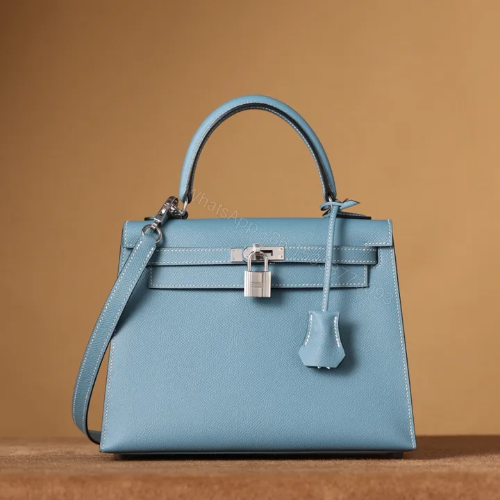 View 1 of 高仿Hermes*Kelly25Epsom牛皮牛仔藍銀扣/純手工