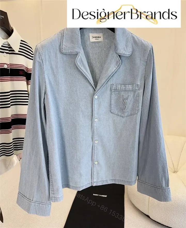 View 1 of Saint Laurent Cassandre Embroidered Poplin Shirt