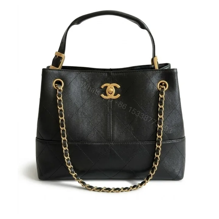 View 1 of Chanel 25A Hobo Bag Gold Tone Hardware Black 28Cm