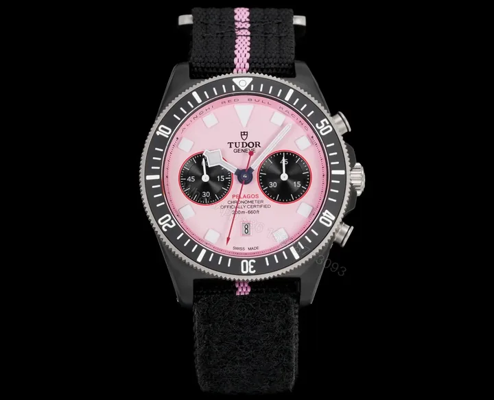 View 1 of Tudor Pink Chronograph Pelagos FXD Black Fabric Strap Ultimate 43MM M25807KN-0001