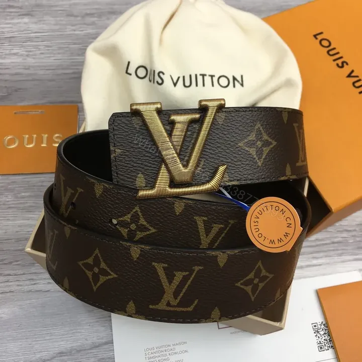 View 1 of Monogram Belt: Gold Buckle, Leather-Inspired Luxury Accessory