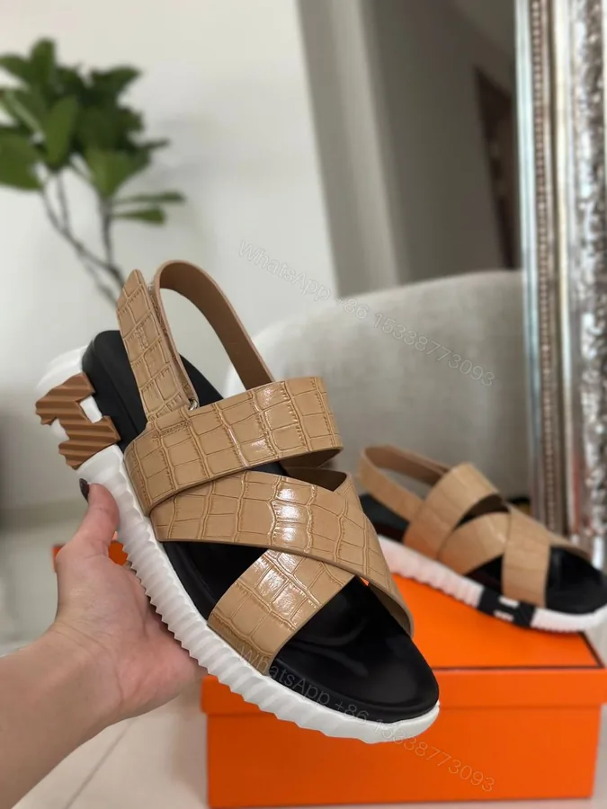 View 1 of Design Hermes Black Leather Electric Flat Sandals