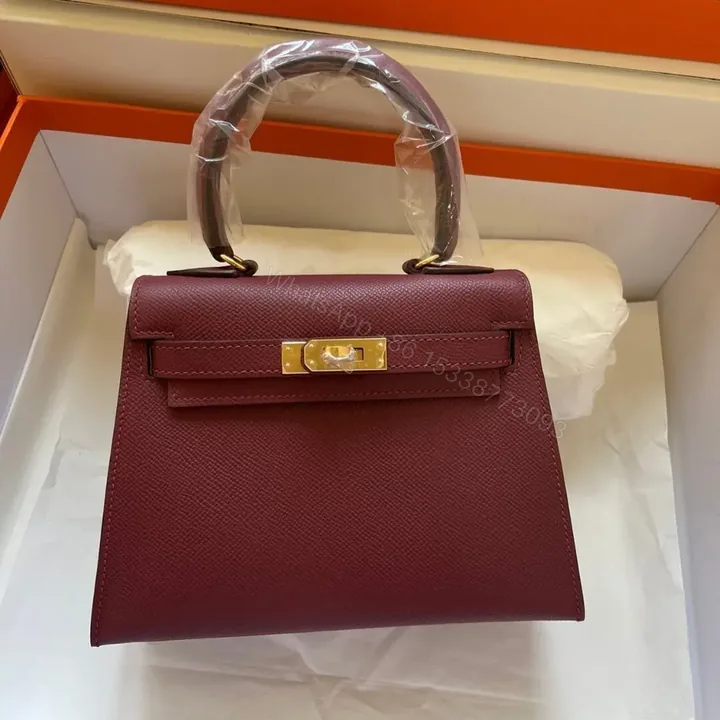 View 1 of HN MINI 20 BAG IN GARNET RED WITH GOLD HARDWARE