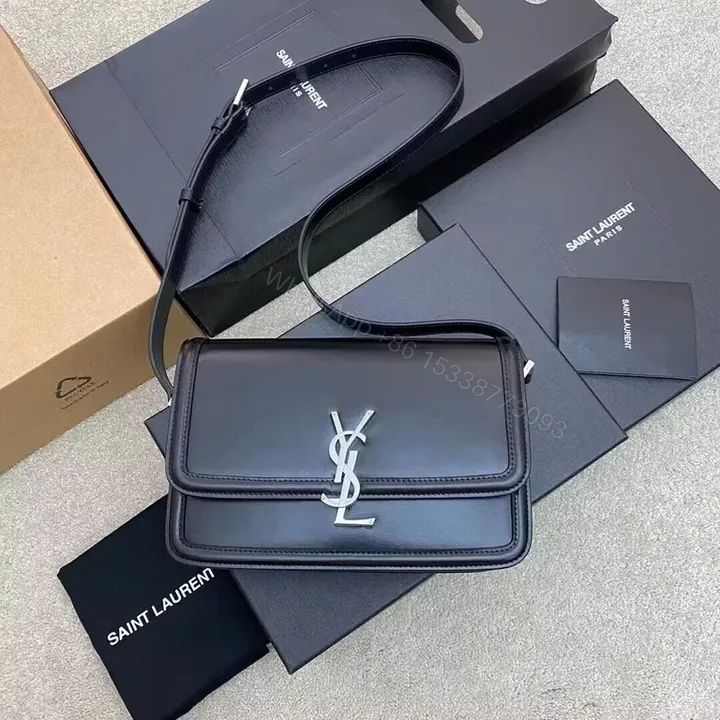 View 1 of Black Calfskin Saint Laurent Crossbody â€” Minimalist, All-Day Luxury