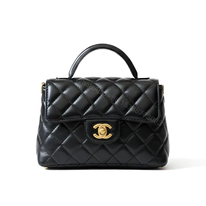 View 1 of Chanel Mini Flap Top Handle Bag And Gold Metal Black 20Cm AS5355 B19386 94305