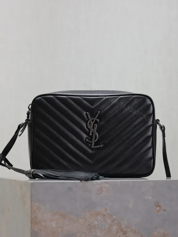 View 1 of Chic Black Quilted Crossbody Bag â€“ Vegan Leather, YSL-Inspired, Compact Luxe