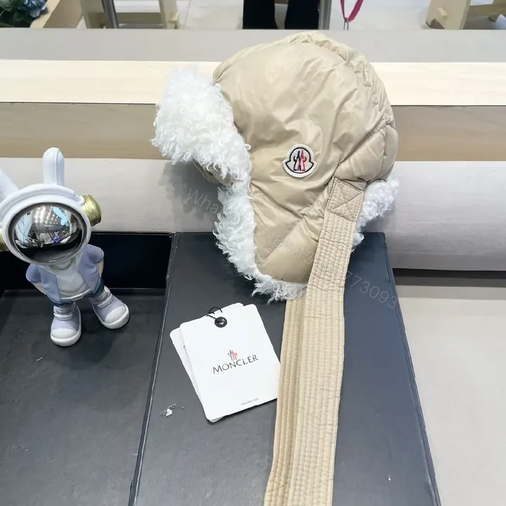 View 1 of Beige Padded Hat with Plush Lining – Luxury Cozy Detail