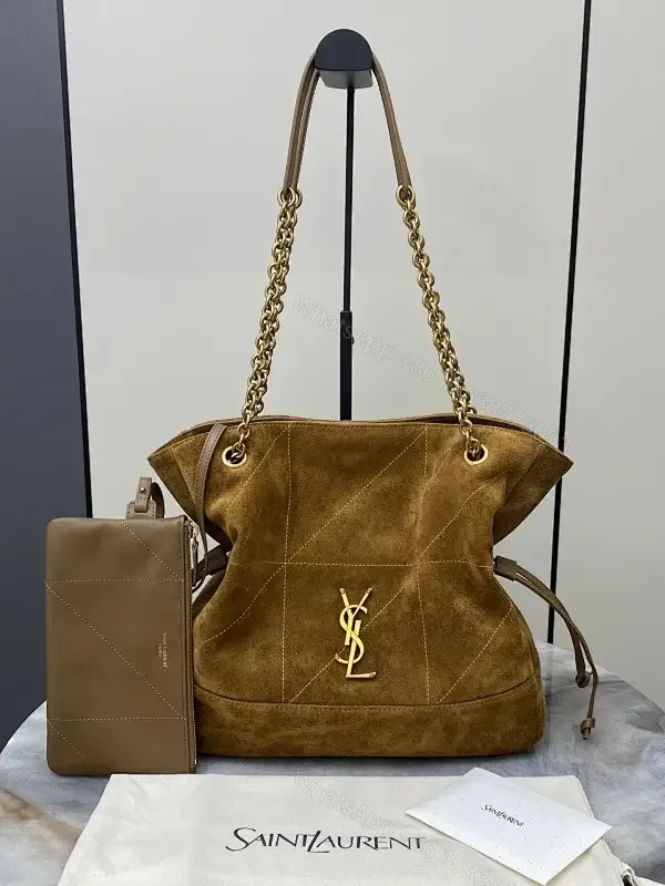View 1 of Cognac Suede Shoulder Bag with Chain Strap – Luxe Everyday Style