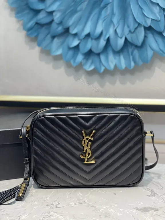 View 1 of Quilted Leather Crossbody: YSL Logo Chic, 7.5"