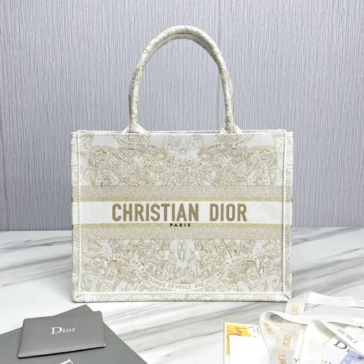 View 1 of Iconic Dior-Inspired Tote: Textured Canvas Luxury Tote