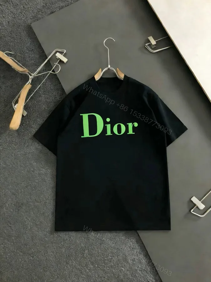 View 1 of Dior高仿螢光字母黑色短袖T恤潮流男女休閒上衣
