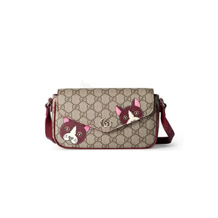 View 1 of GG Supreme Monogram Cat Print Mini Shoulder Bag(HIGH-END GRADE)