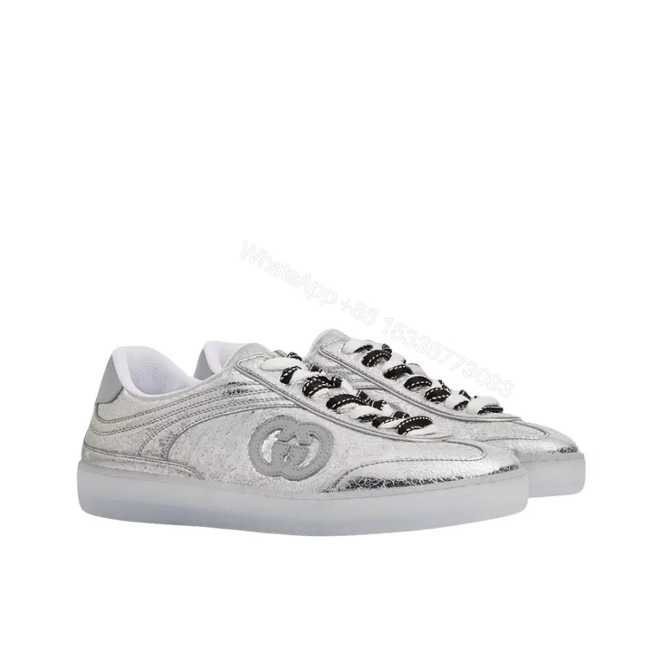 View 1 of Gucci Women G75 Sneaker Silver Textured