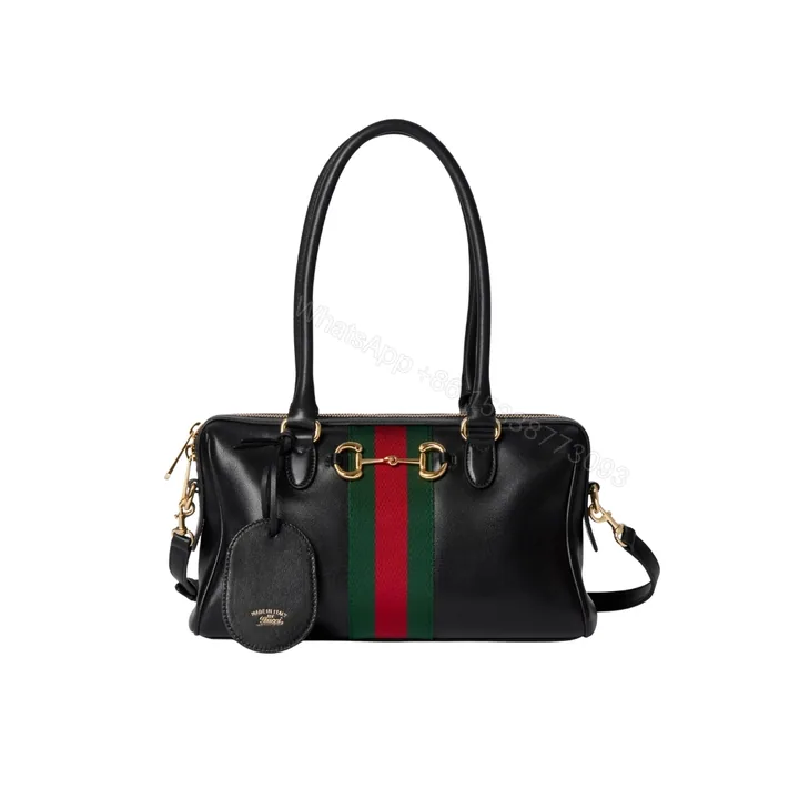 View 1 of Gucci Borsetto Medium Boston Bag Black Leather 28cm