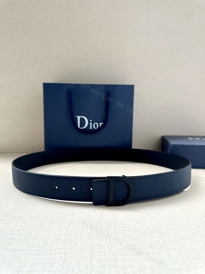View 1 of Dior A貨男士藍色皮帶 霧黑D字簡約風格 都會感款式
