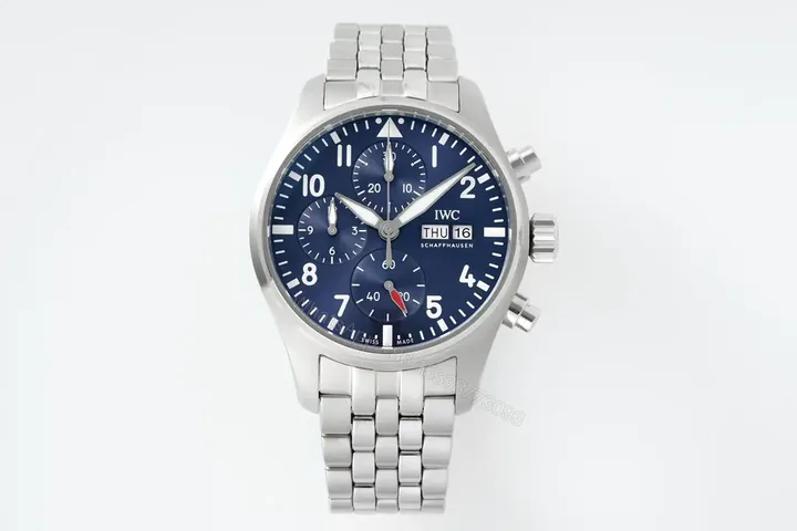 View 1 of IWC Pilot Chronograph Blue Dial Steel Bracelet 43mm IWC-PILOT-CHR-BLU43-SS