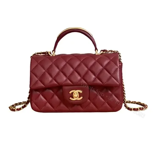 View 1 of Chanel Mini Flap Bag with Top Handle gold-tone metal