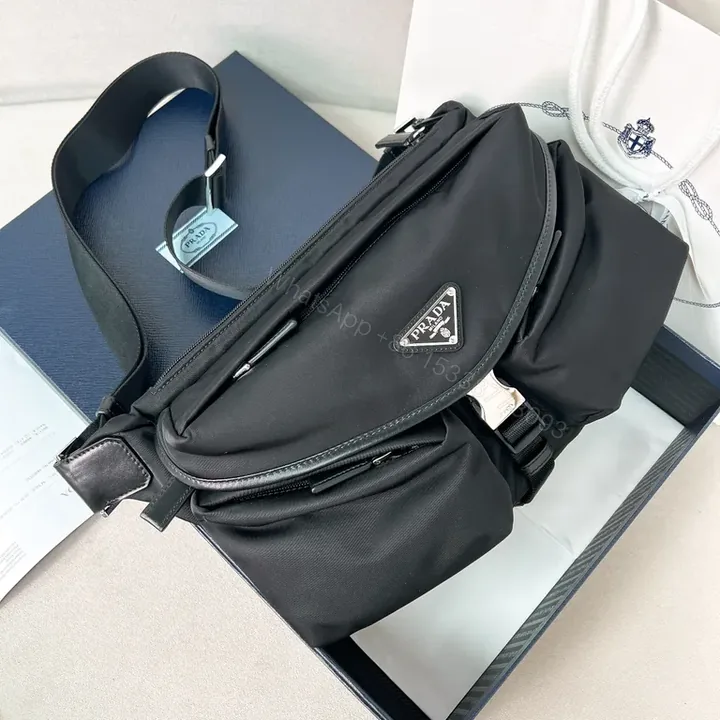 View 1 of Compact Luxury Crossbody: Pristine Black Nylon with Prada Accents