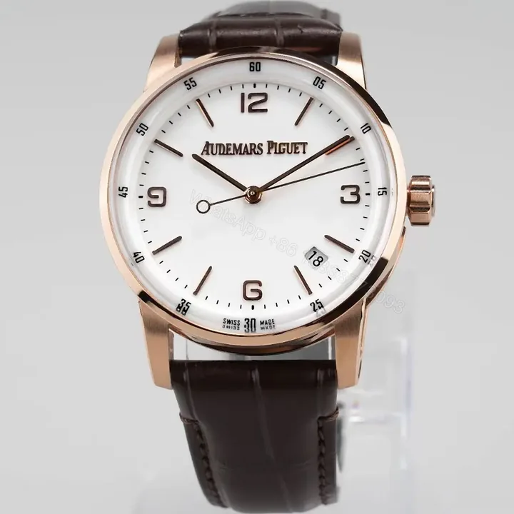 View 1 of APS Factory Audemars Piguet Code 11.59 Series Watch – Rose Gold and Stainless Steel, White Dial, Brown Leather Strap, 41mm Case, Calibre 4302 Automatic Movement