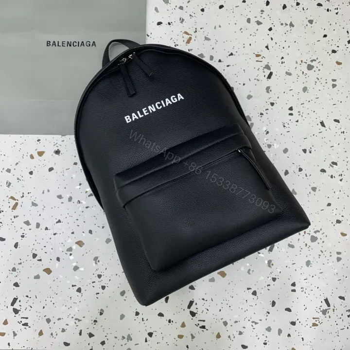 View 1 of Balenciaga Black Pebbled Leather Backpack: City Luxe Everyday Carry