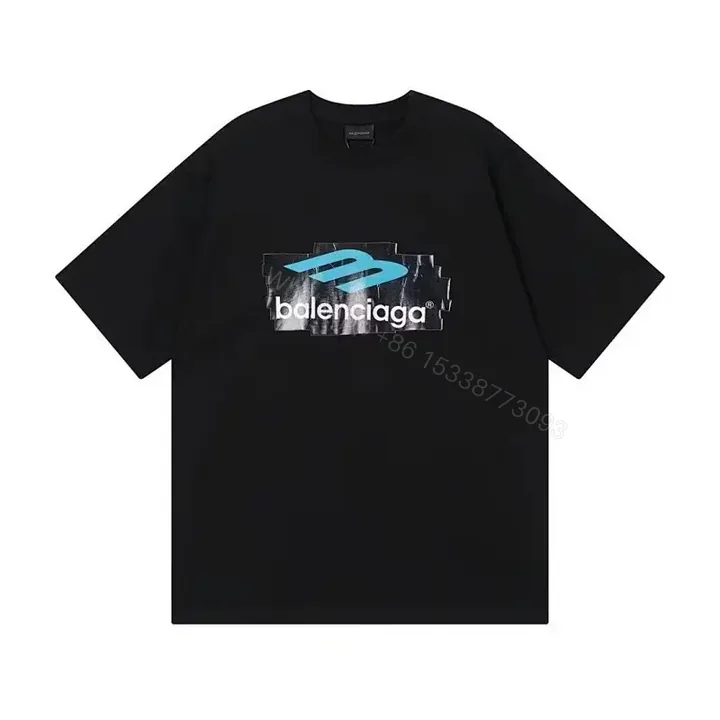 View 1 of Black Cotton Tee - Modern Luxe Graphic Patch Tee