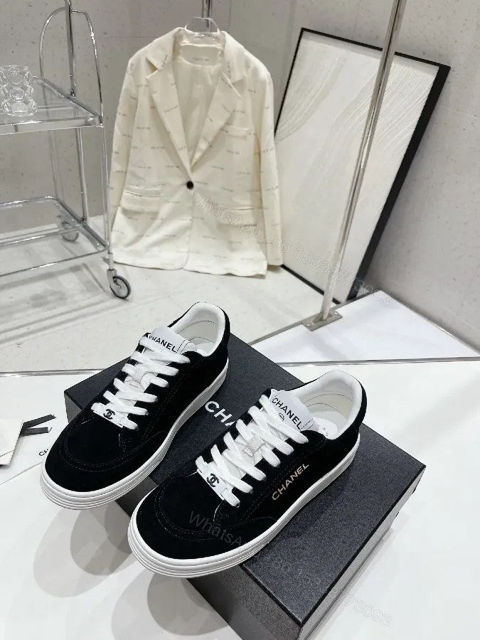 View 1 of Black & White Suede Leather Sneakers - Subtle Logo Details, Everyday High-Tops