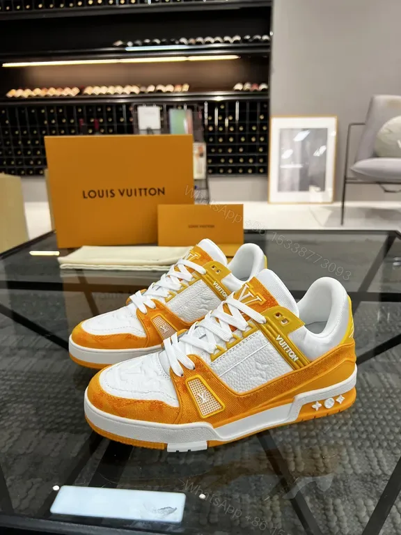 View 1 of Orange Suede & White Quilted High-Tops - Lux Streetwear Sneakers