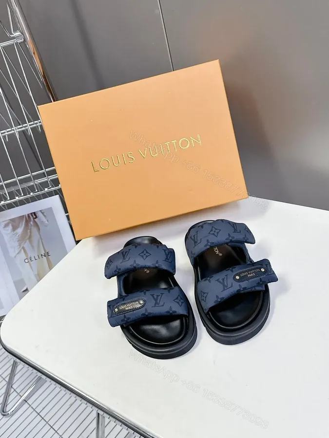 View 1 of LV Women Blue Fabric Leather Sandals