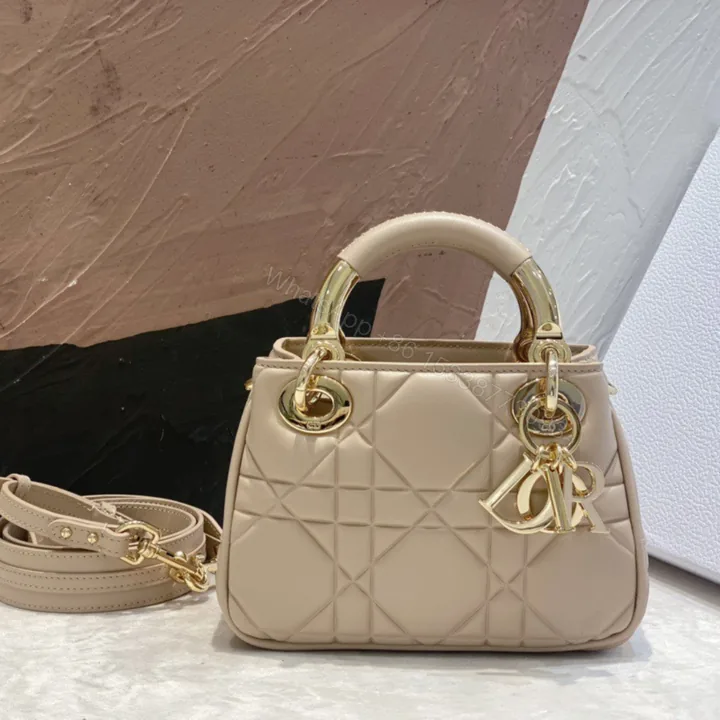 View 1 of Dior Lady Women’s Handbag Beige Super Smooth Leather 20x13x8cm
