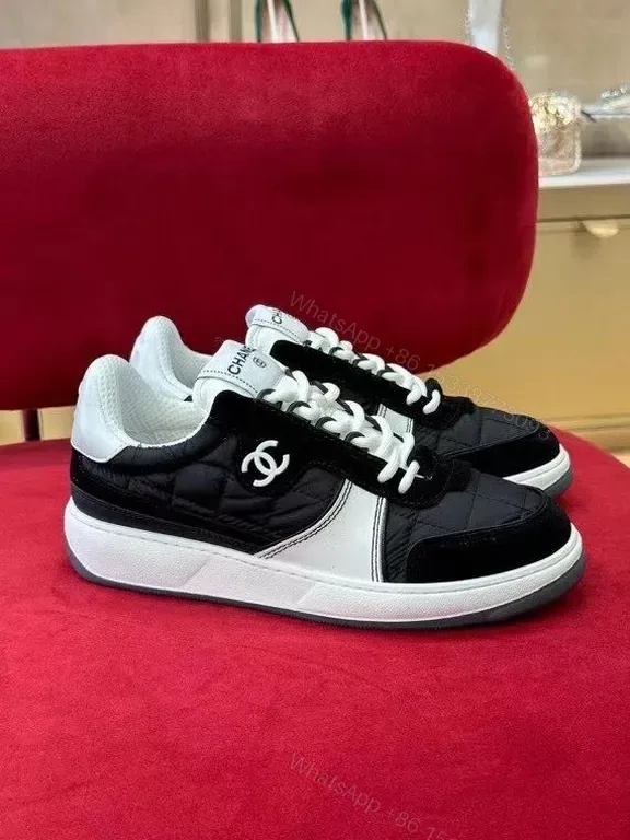 View 1 of Quilted Black-White Low-Top Sneakers: Premium Luxury casual