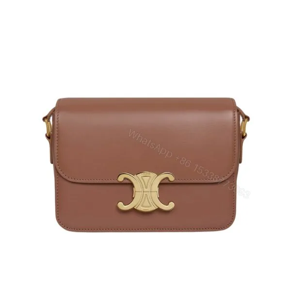 View 1 of CELINE TEEN TRIOMPHE BAG IN SHINY CALFSKIN BROWN 18CM