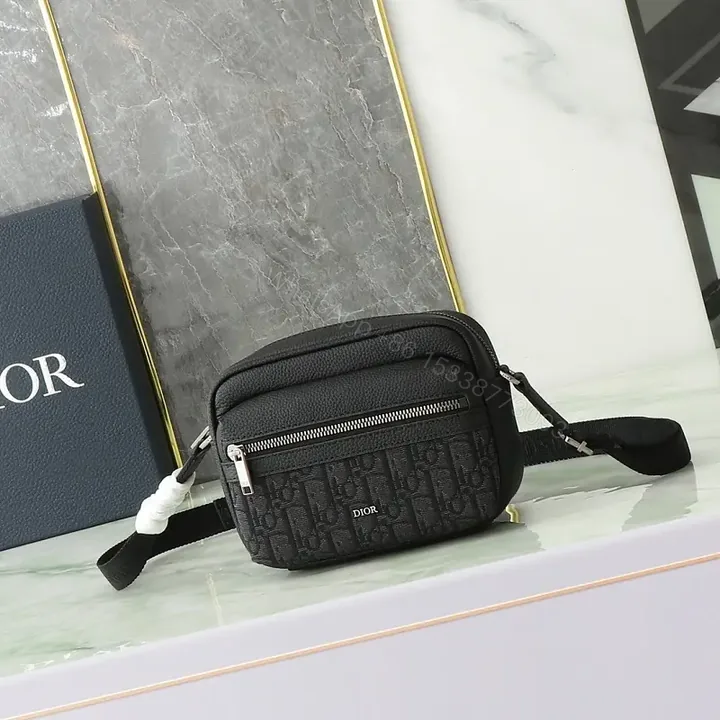 View 1 of Compact Monogram Texture Messenger Bag - Everyday Luxury Carry