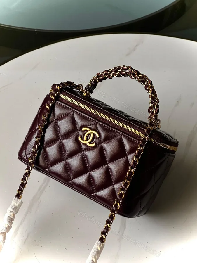View 1 of Chanel Black Matlasse Coco Lambskin Leather Vanity Bag