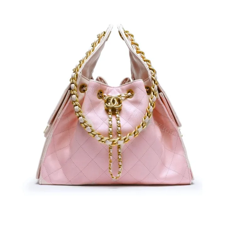 View 1 of Chanel 25 Small Handbag Metallic And Gold Tone Metal Light Pink 26Cm