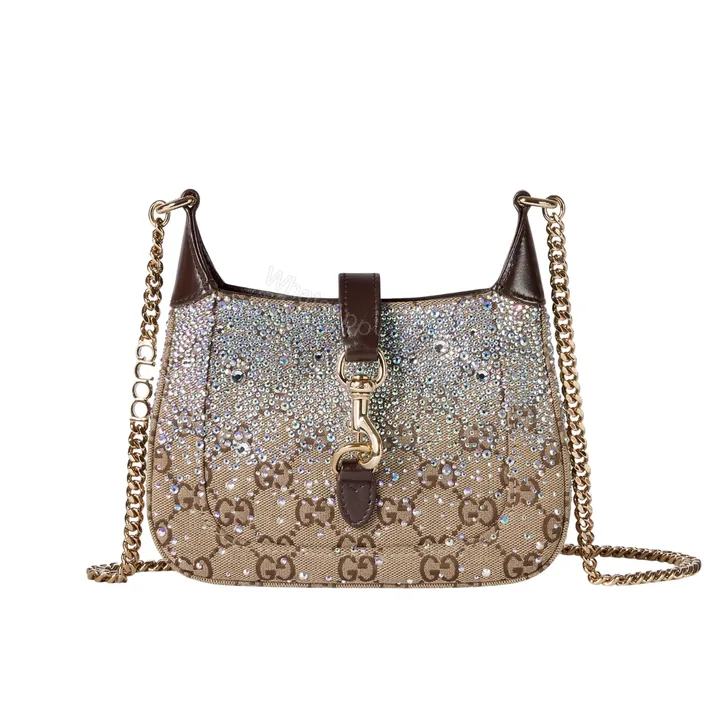 View 1 of GUCCI JACKIE NOTTE MINI BAG BEIGE AND DARK BROWN 19CM
