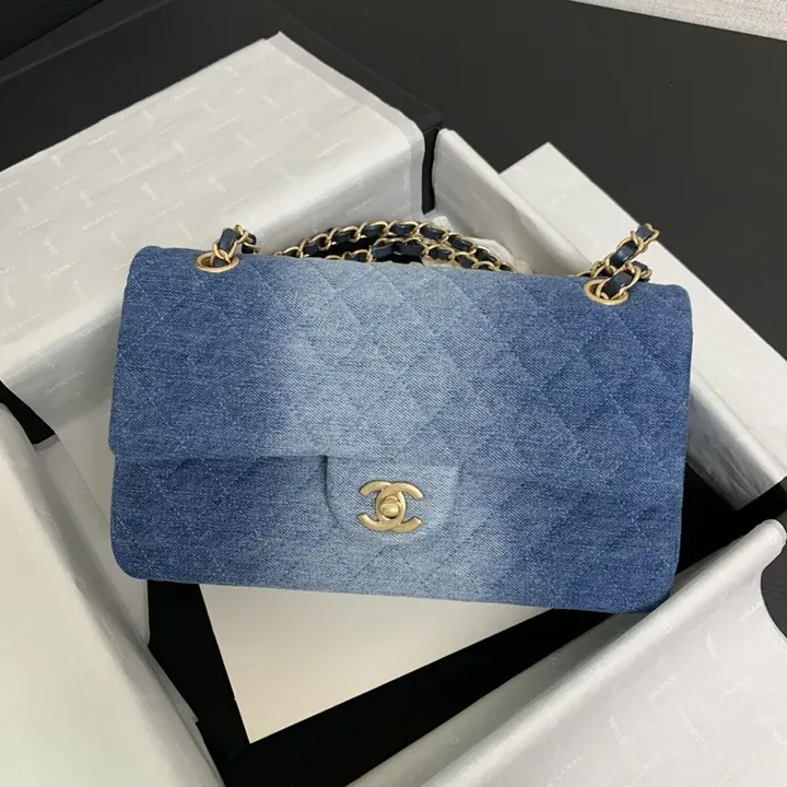 View 1 of Denim-Quilted Chain Bag: Modern Texture, Chanel-Inspired Chic
