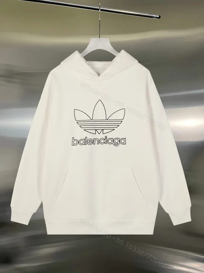 View 1 of Balenciaga高仿連帽衛衣男款三葉草融合設計簡約白色款