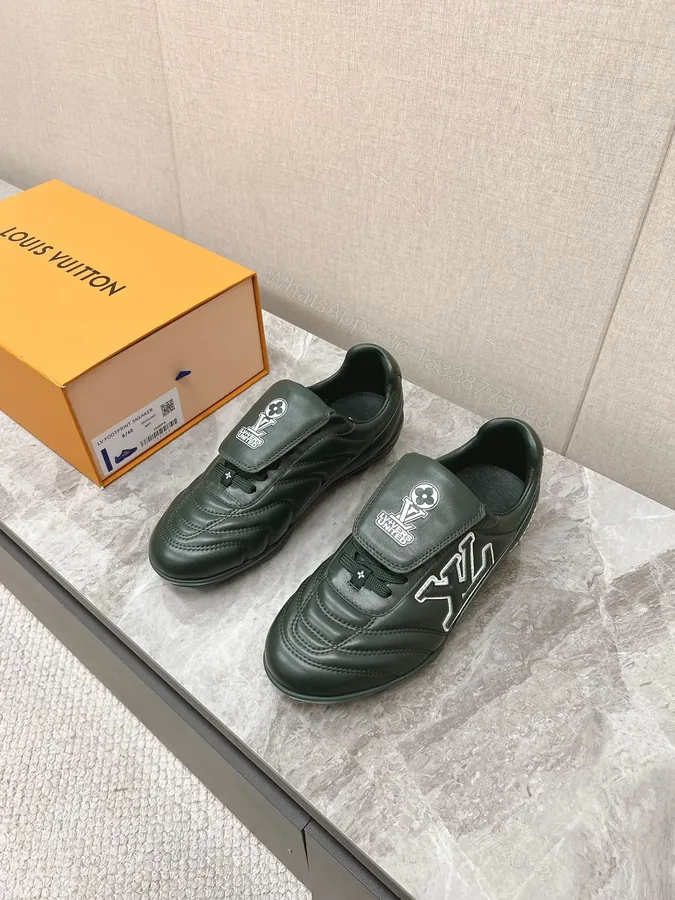 View 1 of LV Women Dark Green Leather Sneakers