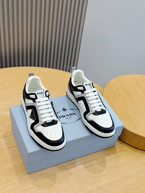 View 1 of White Black Leather Sneakers Modern Prada Inspired Sneaker Box Set