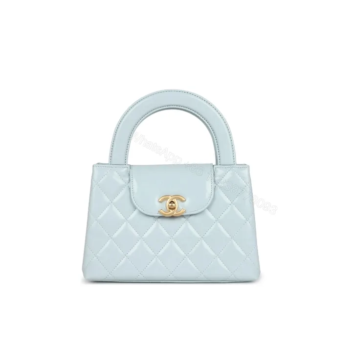 View 1 of Chanel Small Kelly Shopper Shiny And Gold Hardware Light Blue 19cm