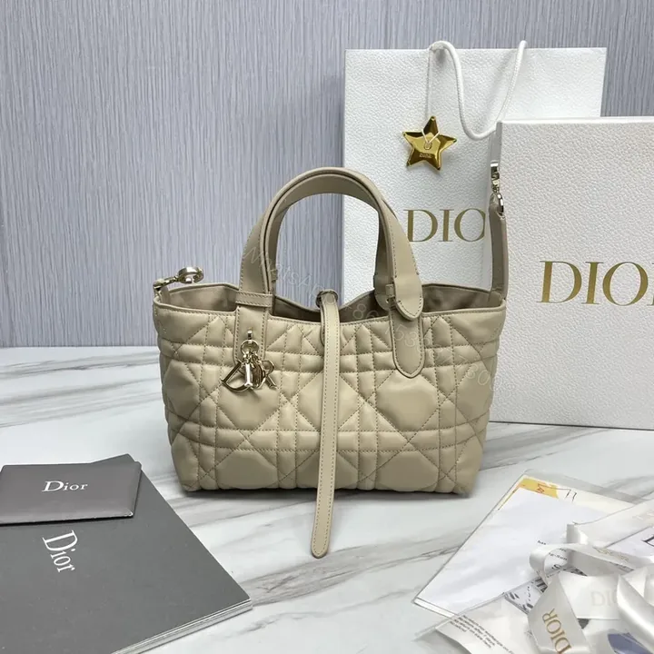View 1 of Nude Quilted Dior Tote: Couture Charm, Everyday Versatility