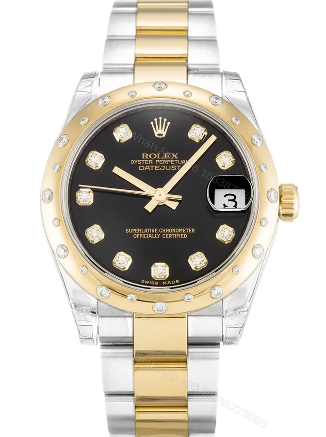 View 1 of Replica Rolex Datejust Mid-Size Black Dial 178343 31 mm
