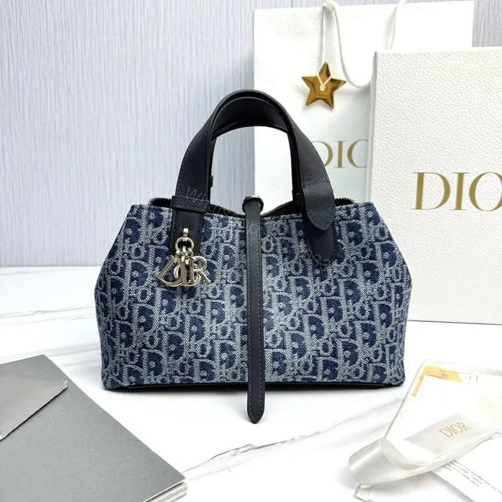 View 1 of Denim Jacquard Luxe Handbag: Modern Texture, Everyday Luxury
