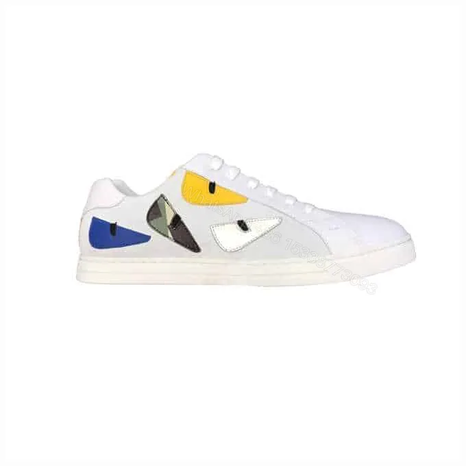 View 1 of FENDI MONSTER EYES LOW-TOP TRAINERS SNEAKERS IN WHITE – FD06