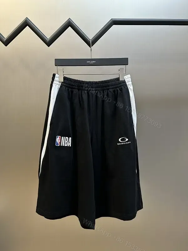 View 1 of Bold NBA x Balenciaga-Inspired Shorts: Premium Streetwear Performance