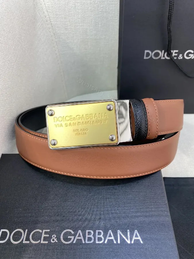 View 1 of Slim Leather Belt with Gold Plate Buckle - Luxury Everyday Accessory