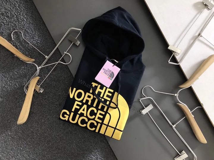 View 1 of Gucci高仿男士聯名連帽帽T The North Face 字體黃標款
