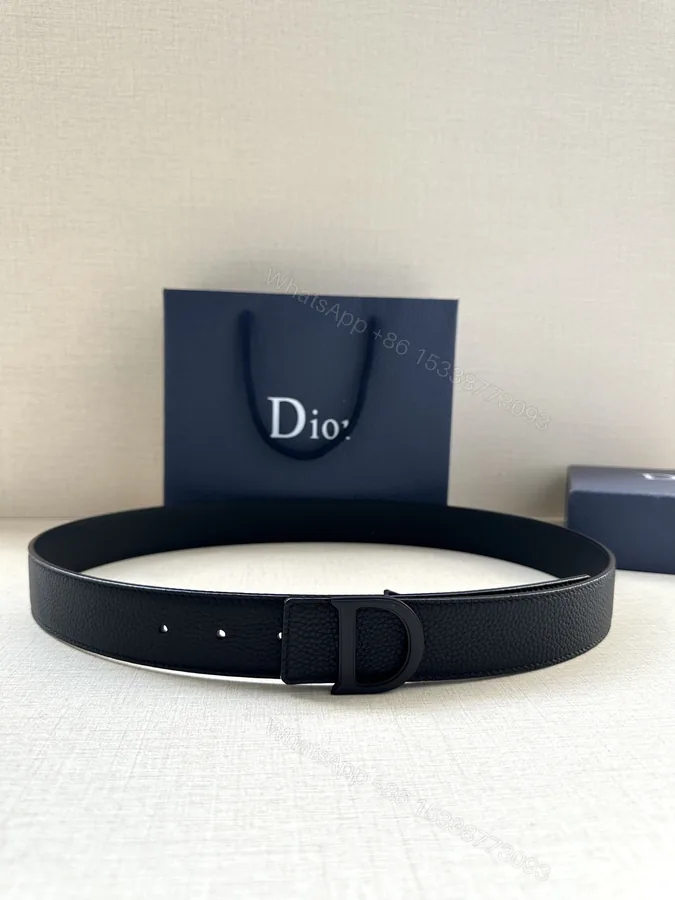 View 1 of Dior 高仿男士壓紋皮帶 D標黑扣 素雅質感百搭
