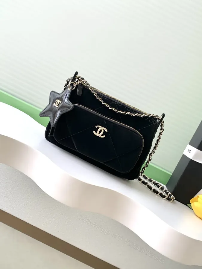View 1 of Chic Quilted Crossbody Black Leather-Chain Bag