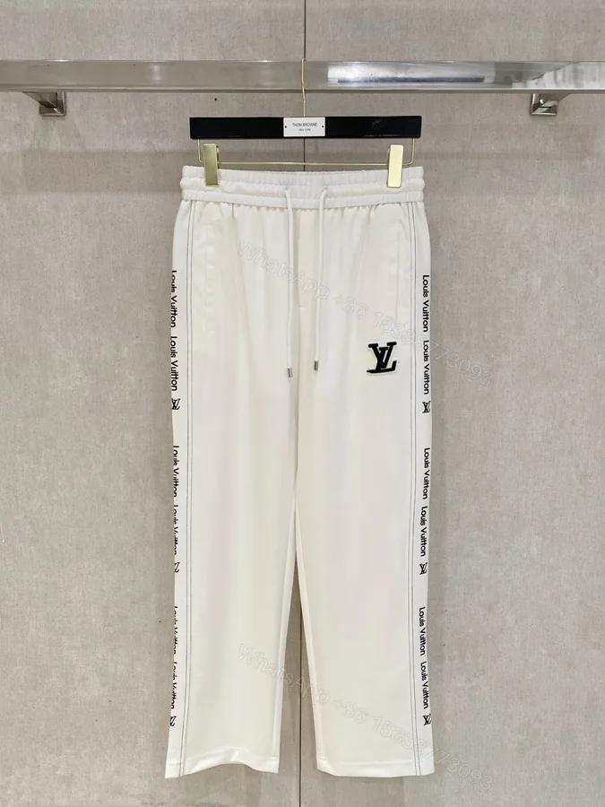 View 1 of LV 原單白色直筒長褲側標字母運動款